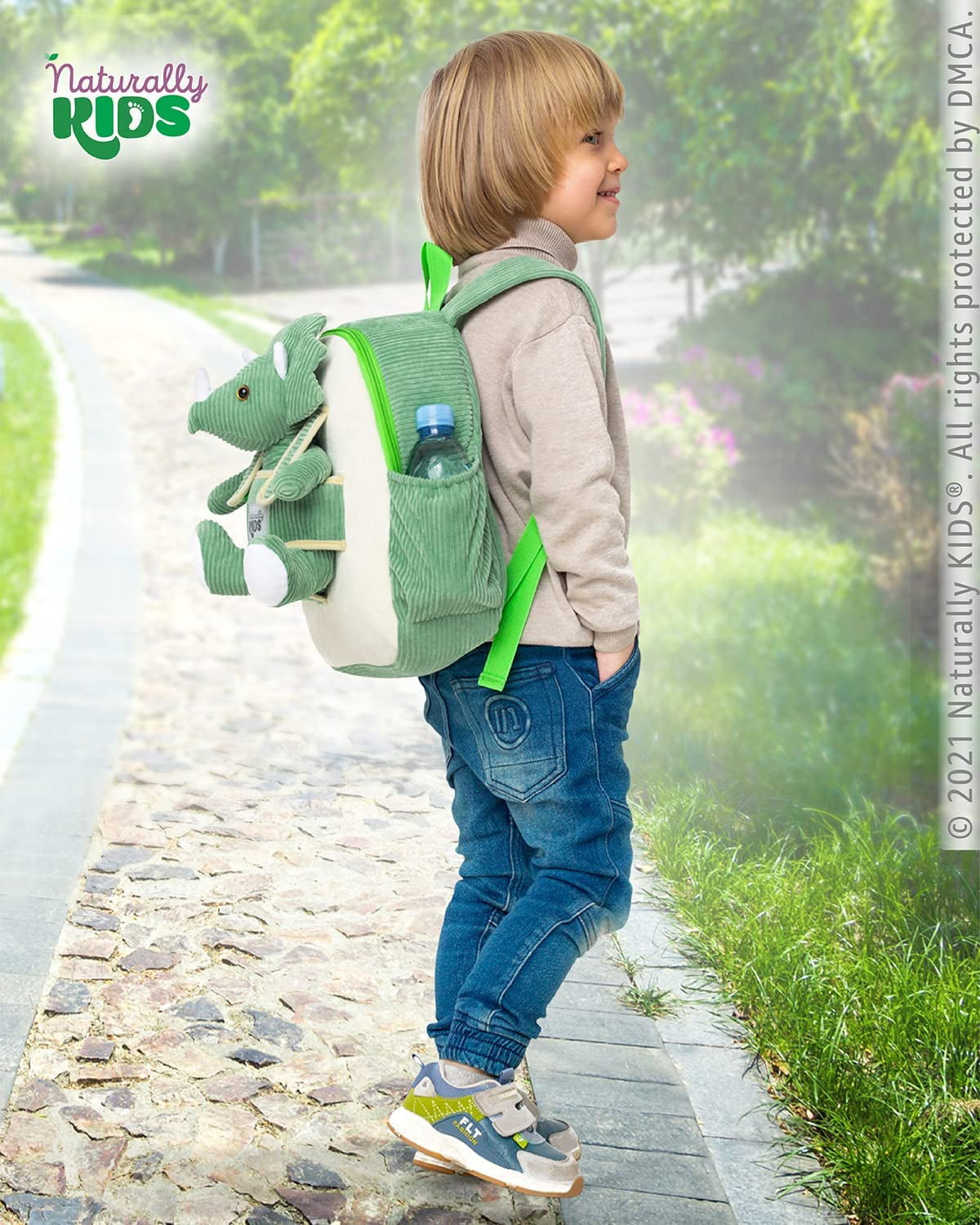 Green Dinosaur Backpack for Boys 4-5, Triceratops Dinosaur Gifts for 4-5 Year Old Boys, Girls, Toddler Backpack